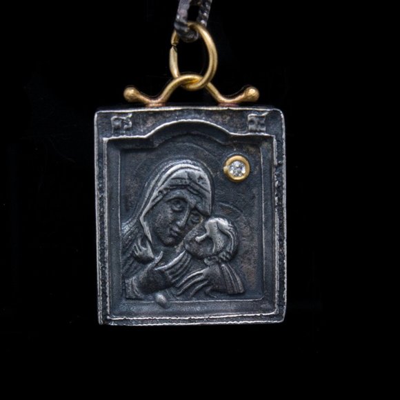 Jesus and Mary Icon Necklace Christian Pendant Byzantine Pendant